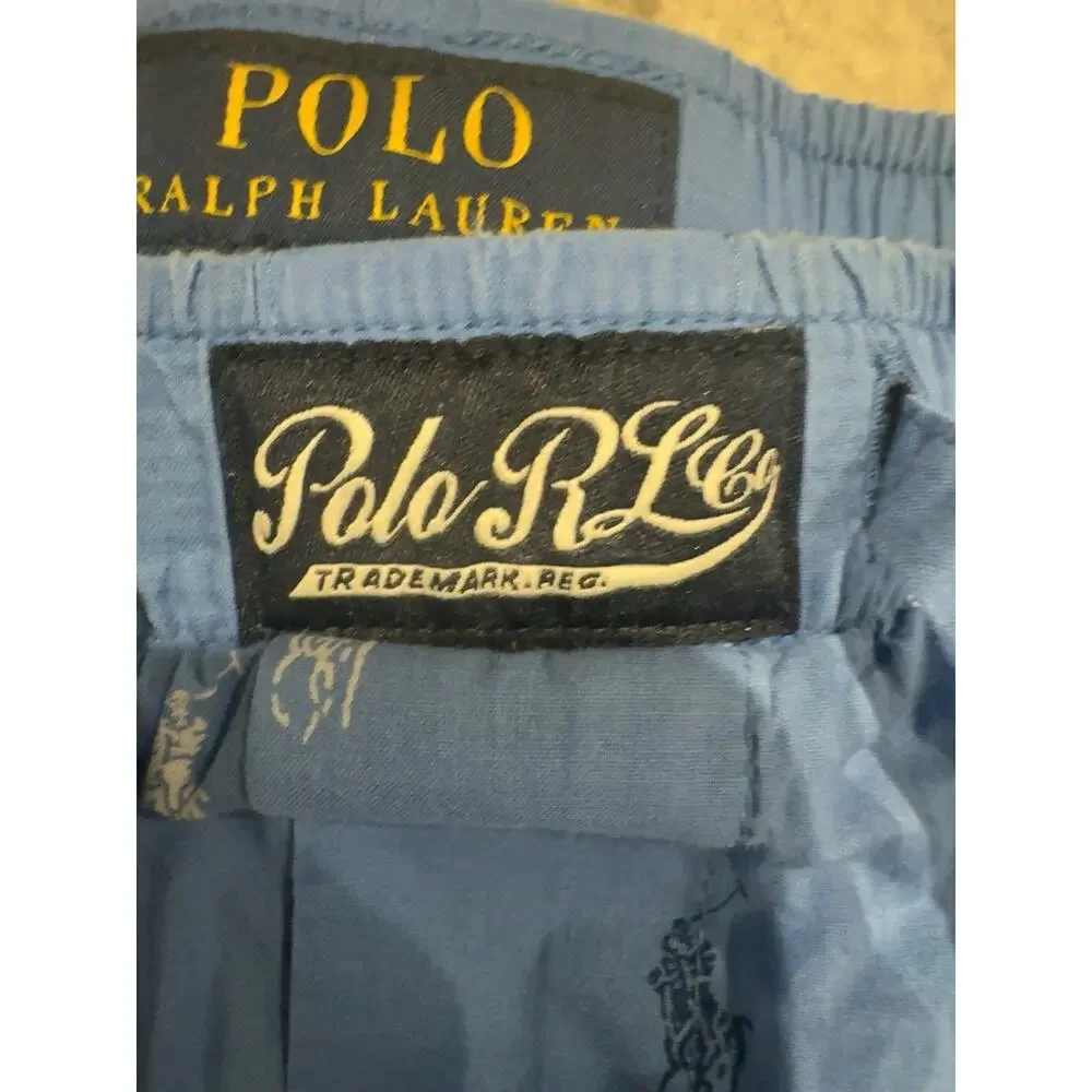 Polo Ralph Lauren Pajama Lounge Pants Men Medium Blue Pony Logo 100% Cotton